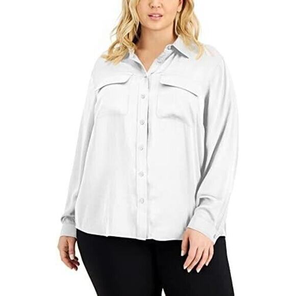 Alfani Plus Size Utility Blouse OX- MSRP 79.50 - Picture 2 of 2